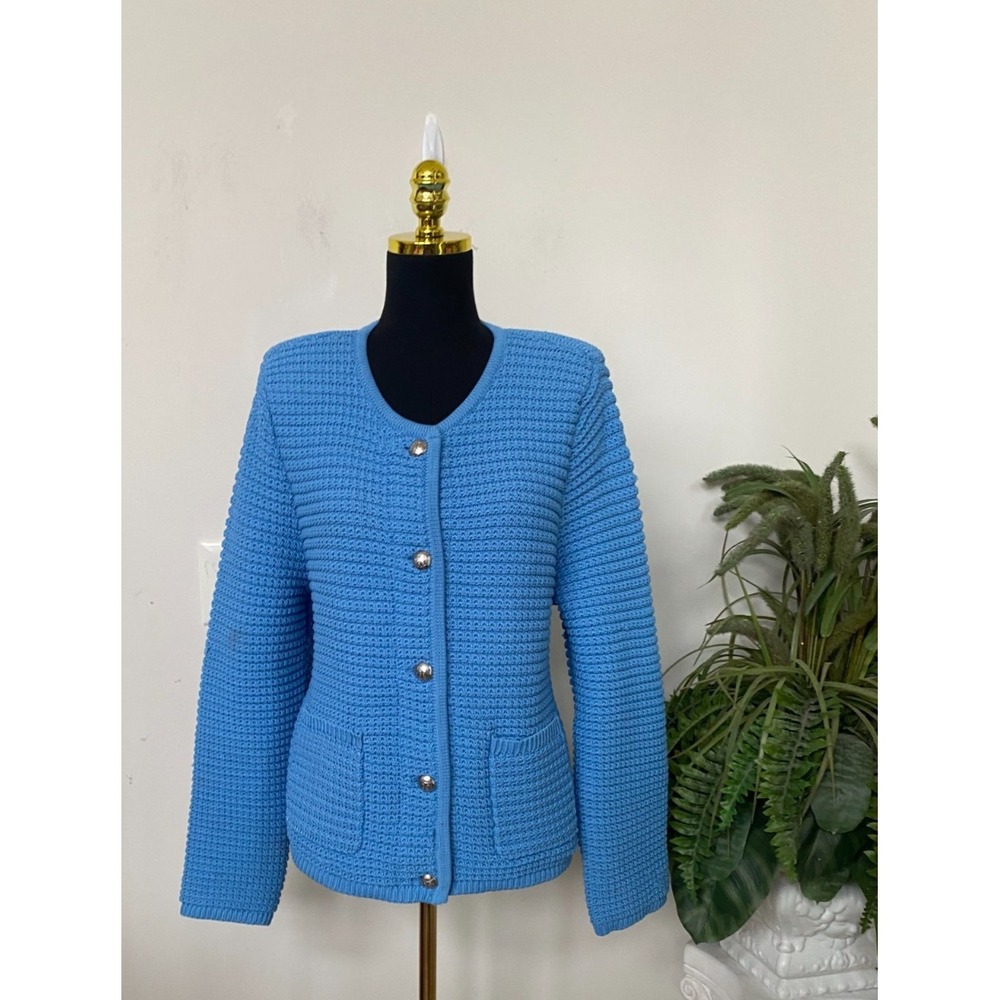 NWT TALBOTS Women's Blue Chunky Knits Button Front Cardigan Sweater Sz XL,  $99